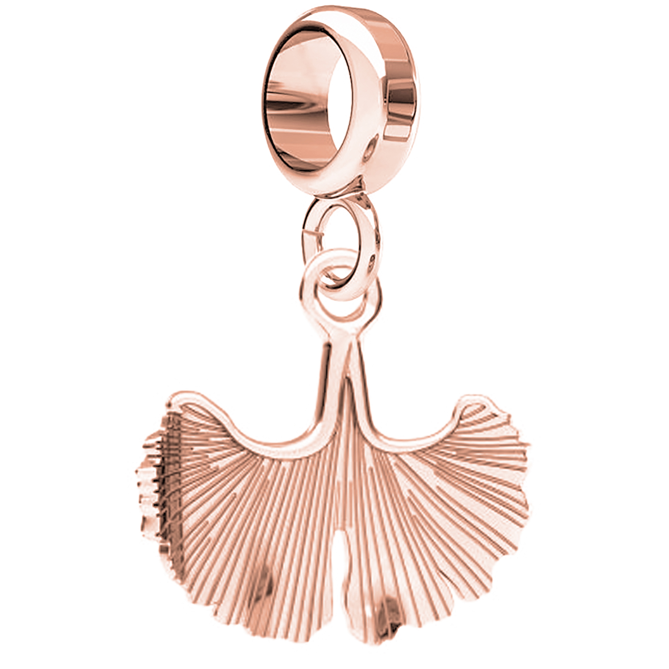 Přívěsek lístek jinanu dvoulaločného růžové zlato stříbro 925