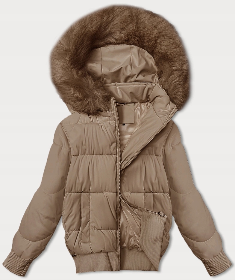 Krátká Zimní Bunda B8288 Béžová L (40)