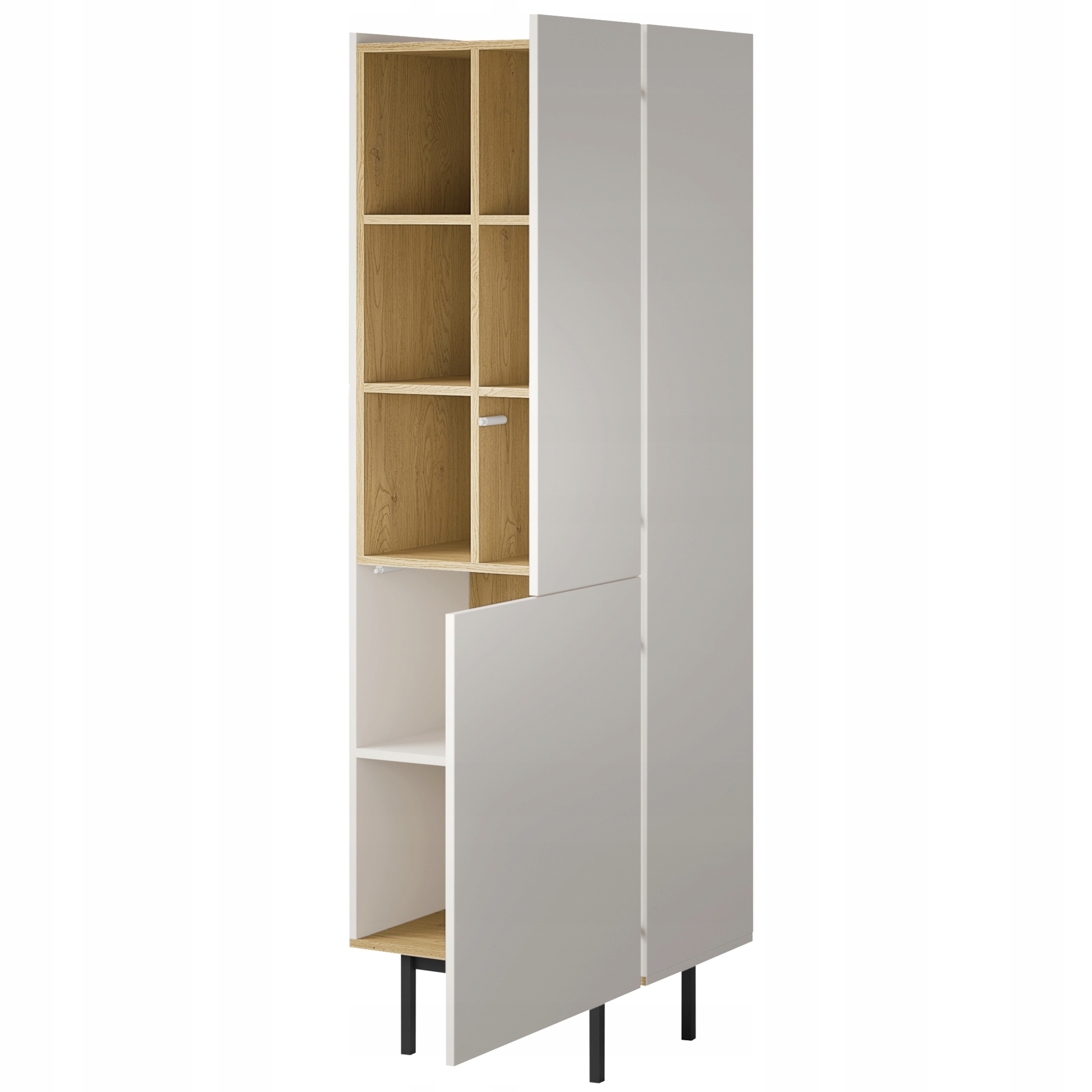 Regał prawostronny z drzwiami uchylnymi Noel 60 Kaszmir / Dąb Cremona