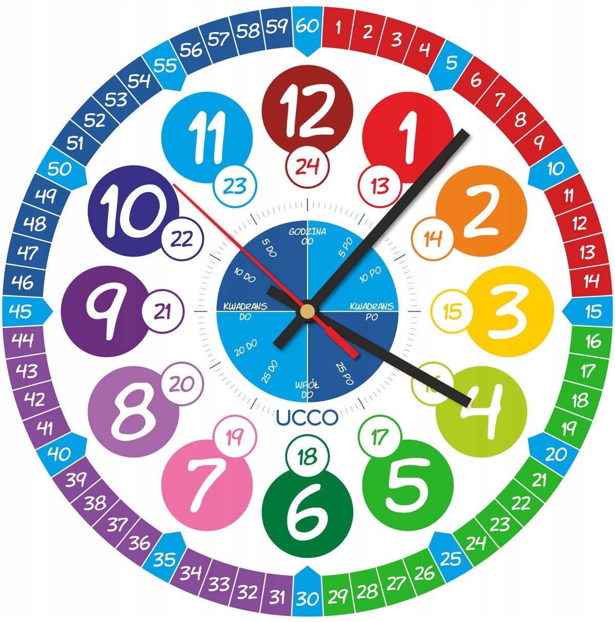Zegar ścienny dla Dzieci Edukacyjny Nauczycielski