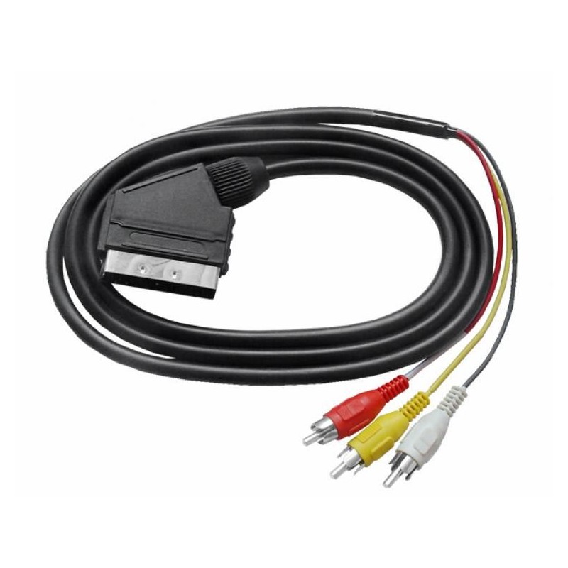 Przewód Kabel SCART EURO EUROZŁĄCZE na 3 RCA cinch chinch czincz 1,5m czar Marka GSM-Hurt