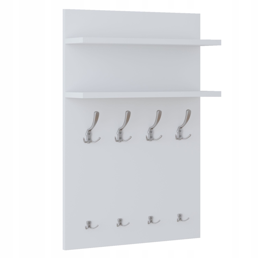 Moderní nástěnný věšák 90x60 police Alpská bílá Saténové úchytky