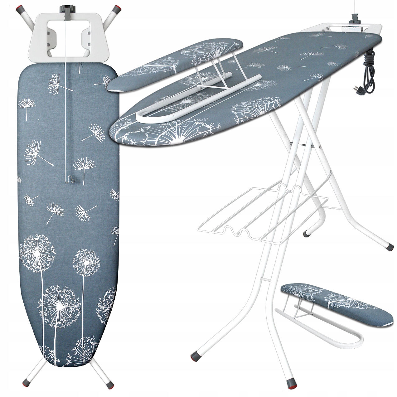 Deska do prasowania duża składana z gniazdem rękawnikiem szeroka 120x38 cm