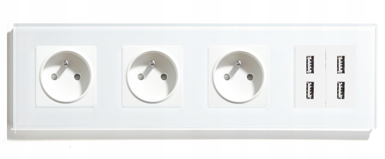 Elektrická Skleněná Zásuvka Čtyřnásobná 4x Usb Rámeček 229 mm Kontakt
