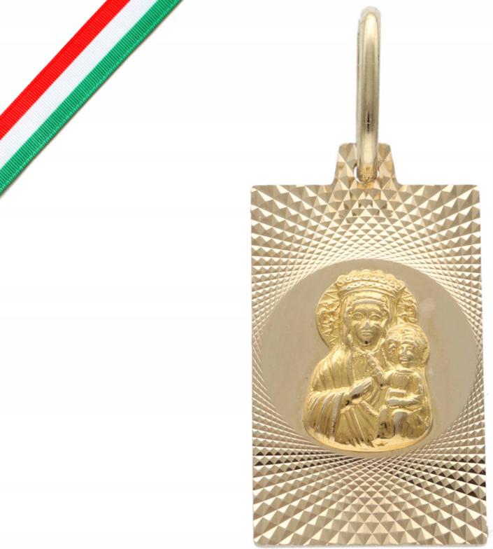 Zlatý medailonek 585 Křest Královna Matka Boží 14k na svaté přijímání přívěsek