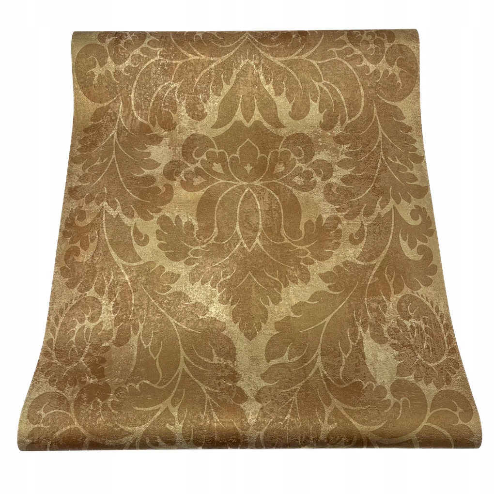 TAPETA PRZECIERANY ZŁOTY BRĄZ ORNAMENT GLAMOUR PAŁACOWA DAMASK STYL 14503