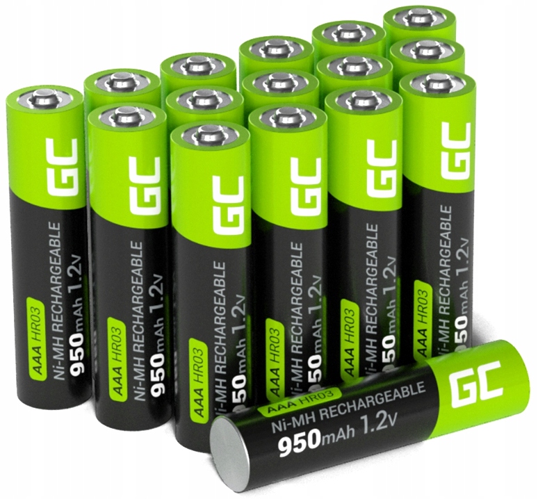 16 x Akumulátory Aaa R3 Greencell 950 mAh Baterie Pro Solární Lampy Palušky