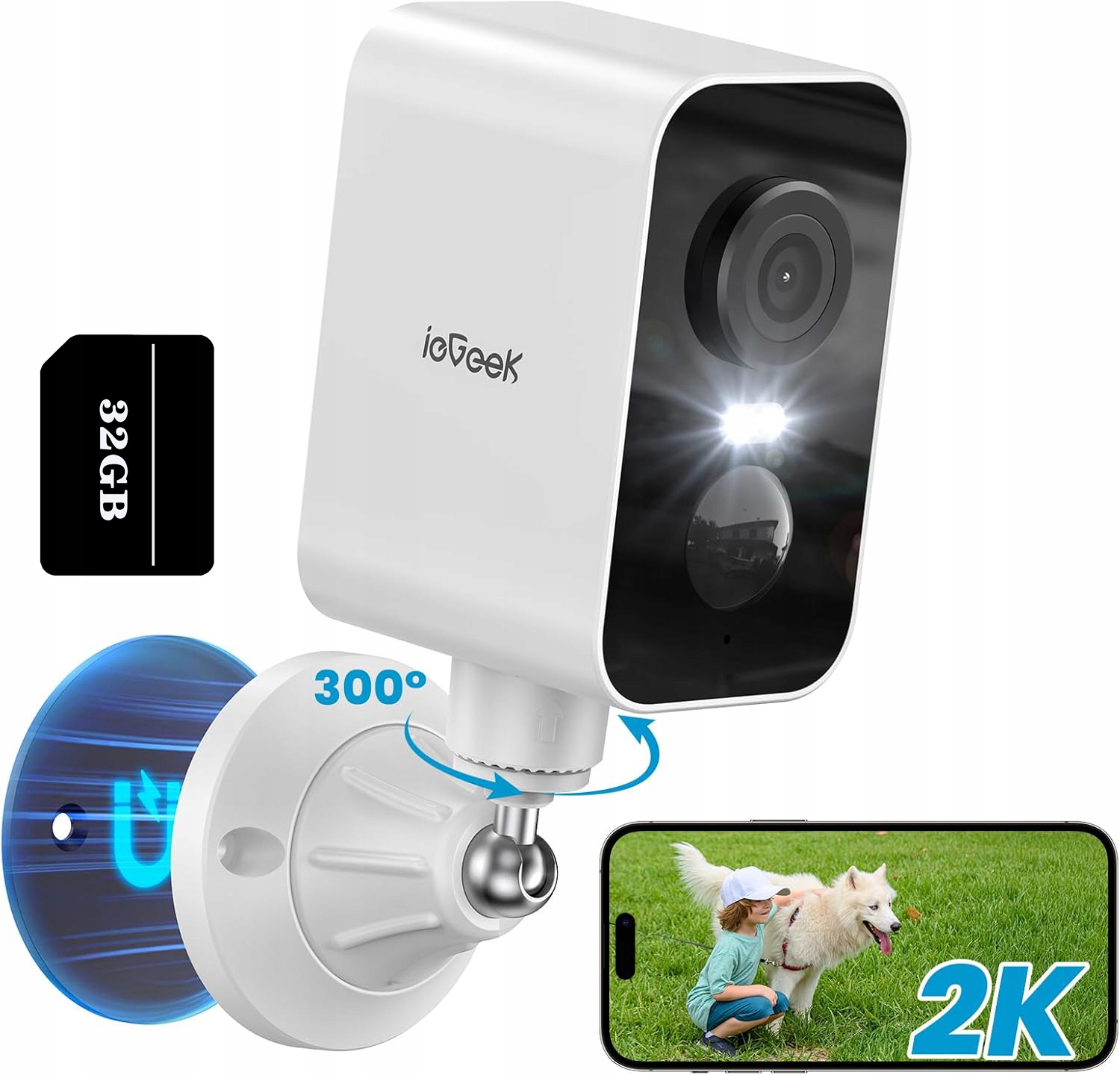 Kamera Na Baterie Bezdrátová Audio Ip Wifi 3MPX Venkovní Smart 32GB