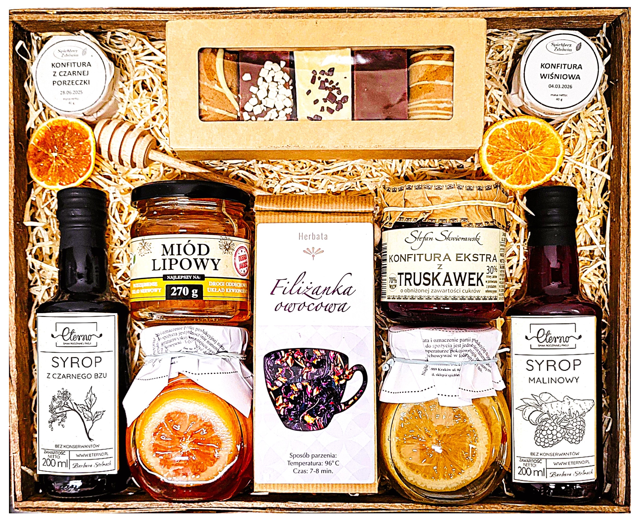 Levně Velký Dárkový Koš Dárek Čaj Med Perníky Káva Citronový Sirup