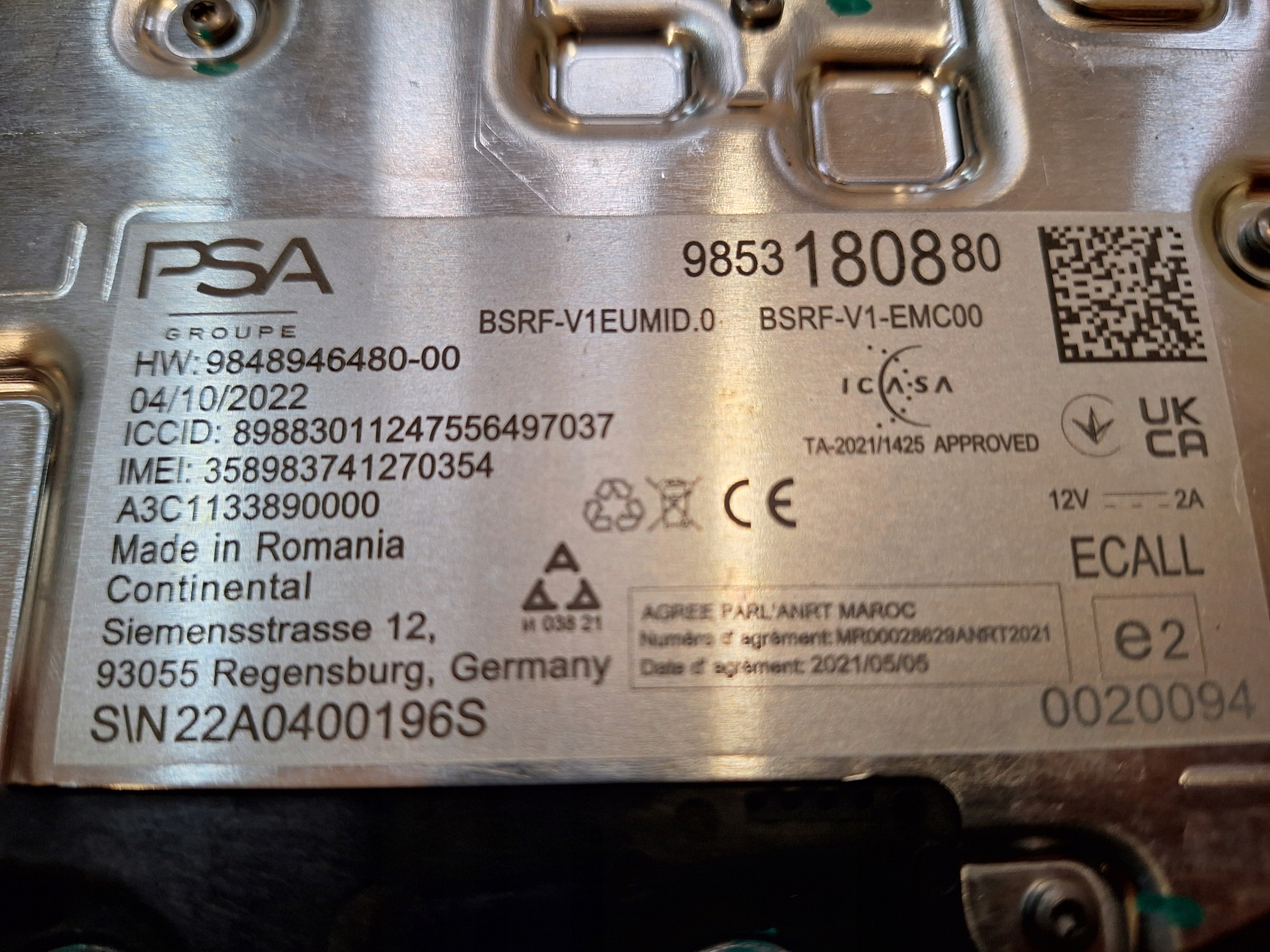 ANTENA DACHOWA GPS OPEL ASTRA L VI 9853180880 Marka Opel