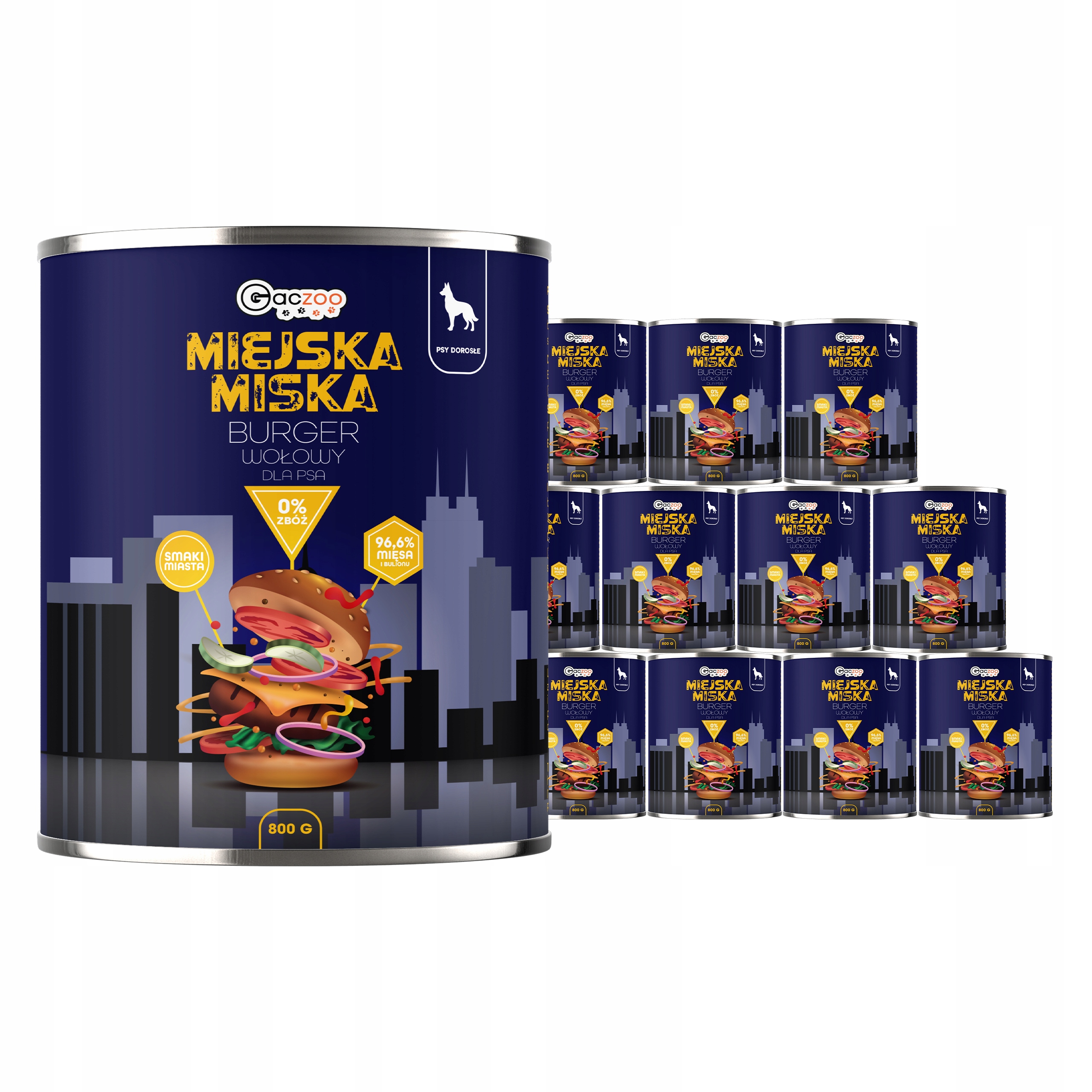 Levně Krmivo pro psa Městská miska Gaczoo Hovězí burger 12 x 800 g bez obilovin