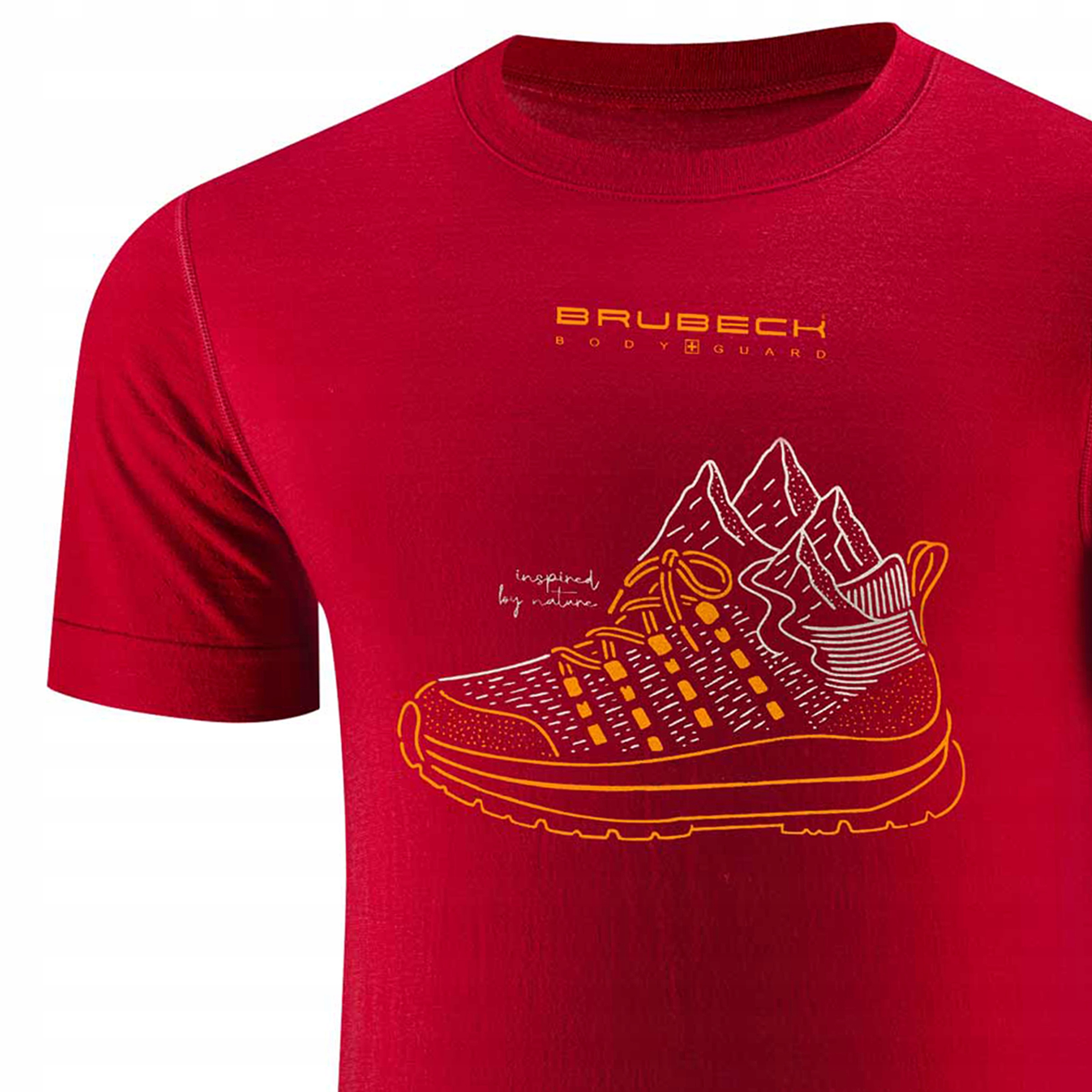 Termoaktywna męska koszulka T-shirt Brubeck Outdoor merino czerwona XXL