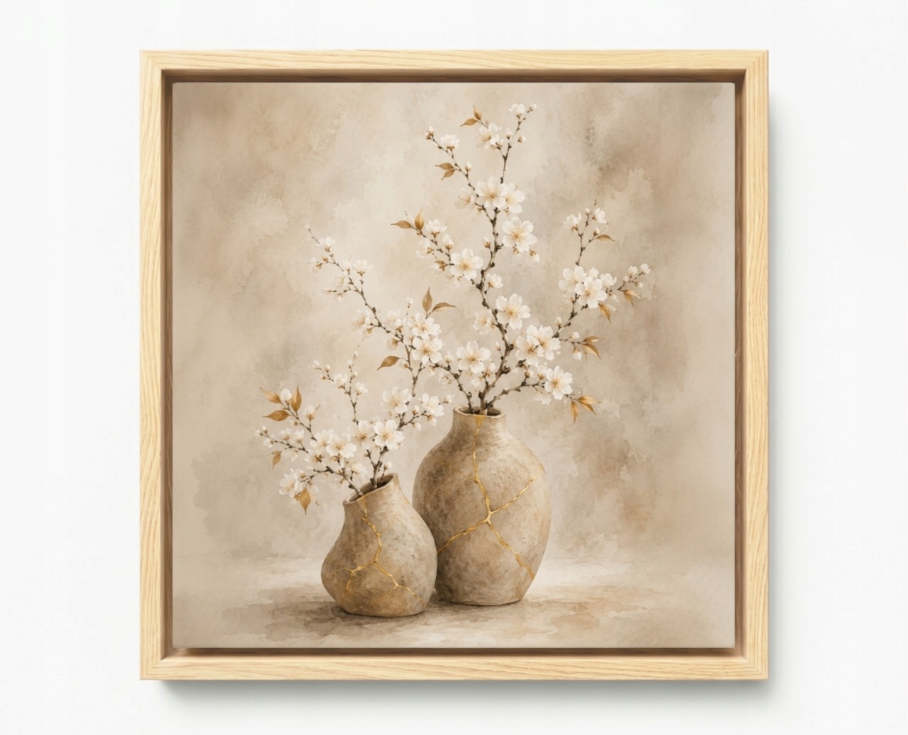 Rám Na Obraz Americká Krabička Váza Větvička Jarní Půvab Japandi 50x50