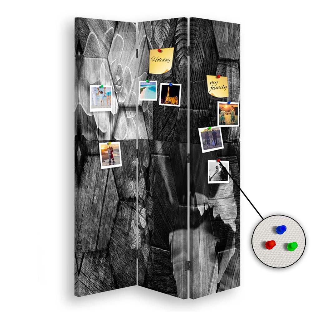 Paraván oboustranný korkový, Tajemství šedi 110x170