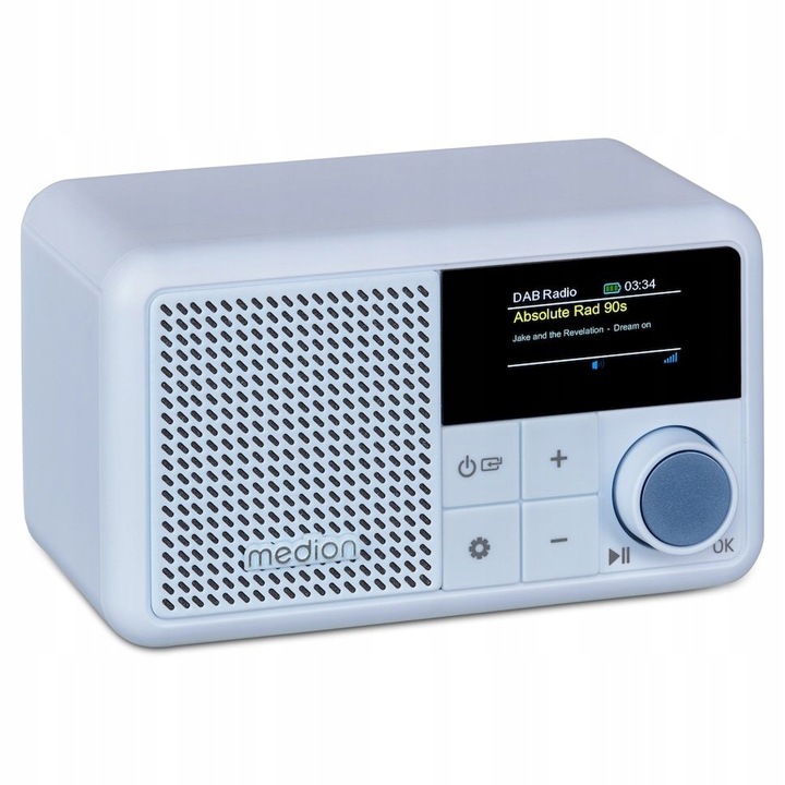 Małe Radio Przenośne Cyfrowe Led Dab+ Bluetooth Akumulatorowe Niebieskie