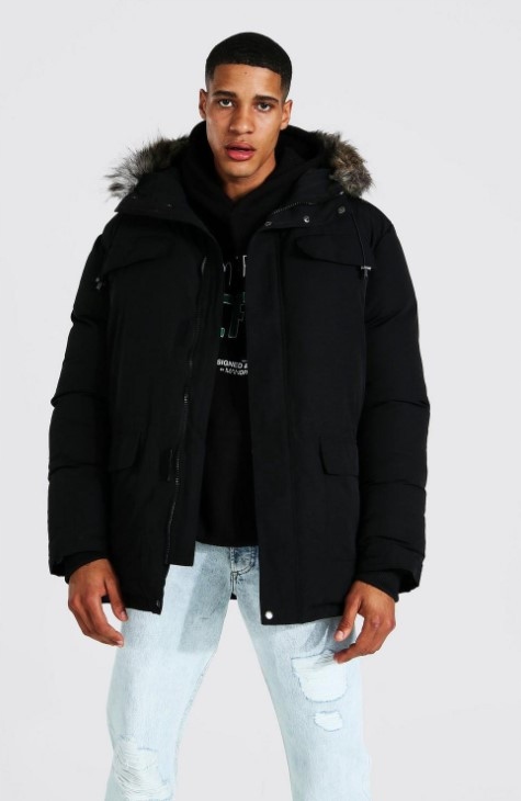 Boohoo Man Péřová Bunda Černá Kzm L