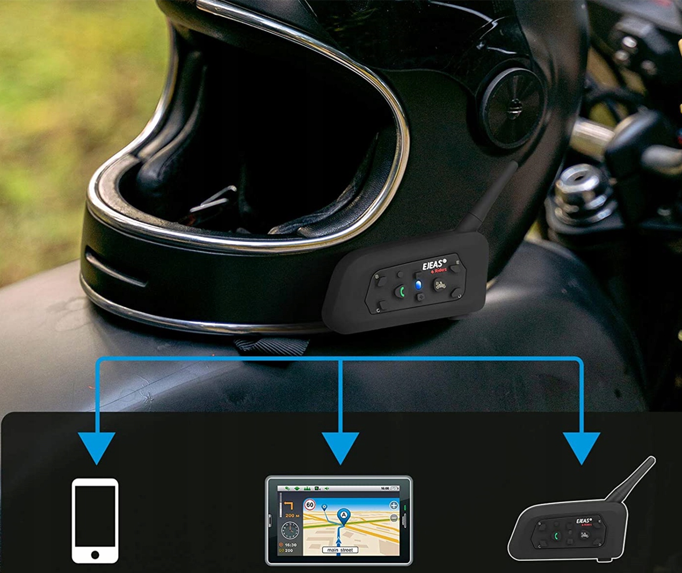 INTERKOM INTERCOM MOTOCYKLOWY EJEAS V6 PRO 1200M Typ mikrofonu integralny