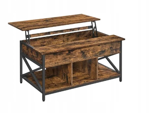 Rozkladacia zdvíhacia lavica Stolik obdĺžniková 100x60x62 cm rustikálny dub