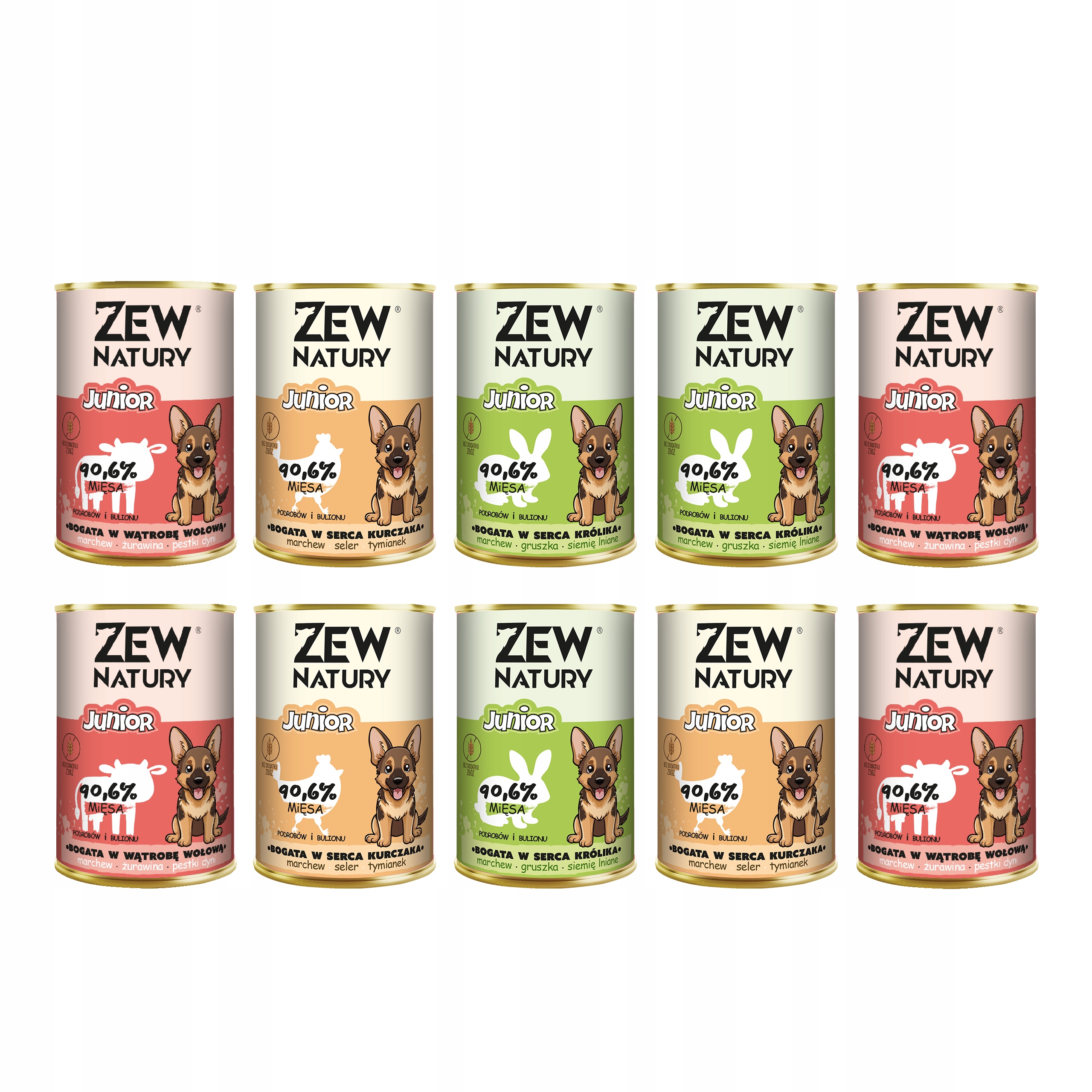 Mokra Karma Dla Psa JUNIOR Mix Smaków 10×400 g Zew Natury