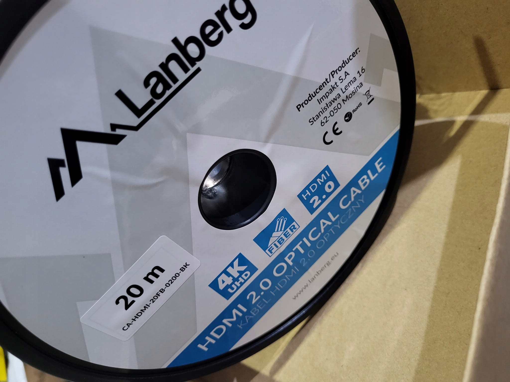LANBERG KABEL HDMI M/M V2.0 20M CZARNY OPTYCZNY AOC Złącza HDMI - HDMI