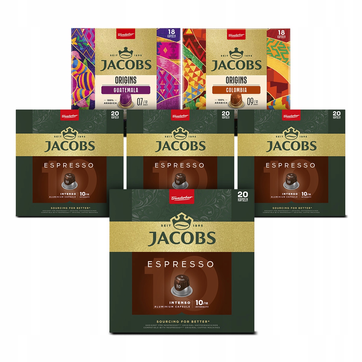 Kapsułki Jacobs do Nespresso(r)* espresso Origins mix zestaw 6 opakowań