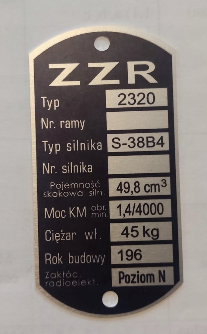 Tabliczka znamionowa Zzr Komar 2320 sztywniak