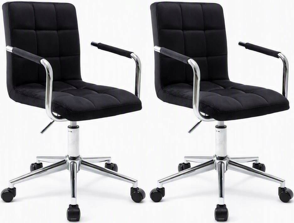 Fotel Biurowy Sr 2x Czarny Velvet Obrotowy Ergonomiczny do Nauki Komputera