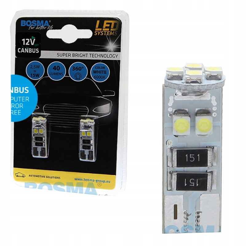

Bosma Led 12V T10 8XSMD Biała Canbus 2SZT