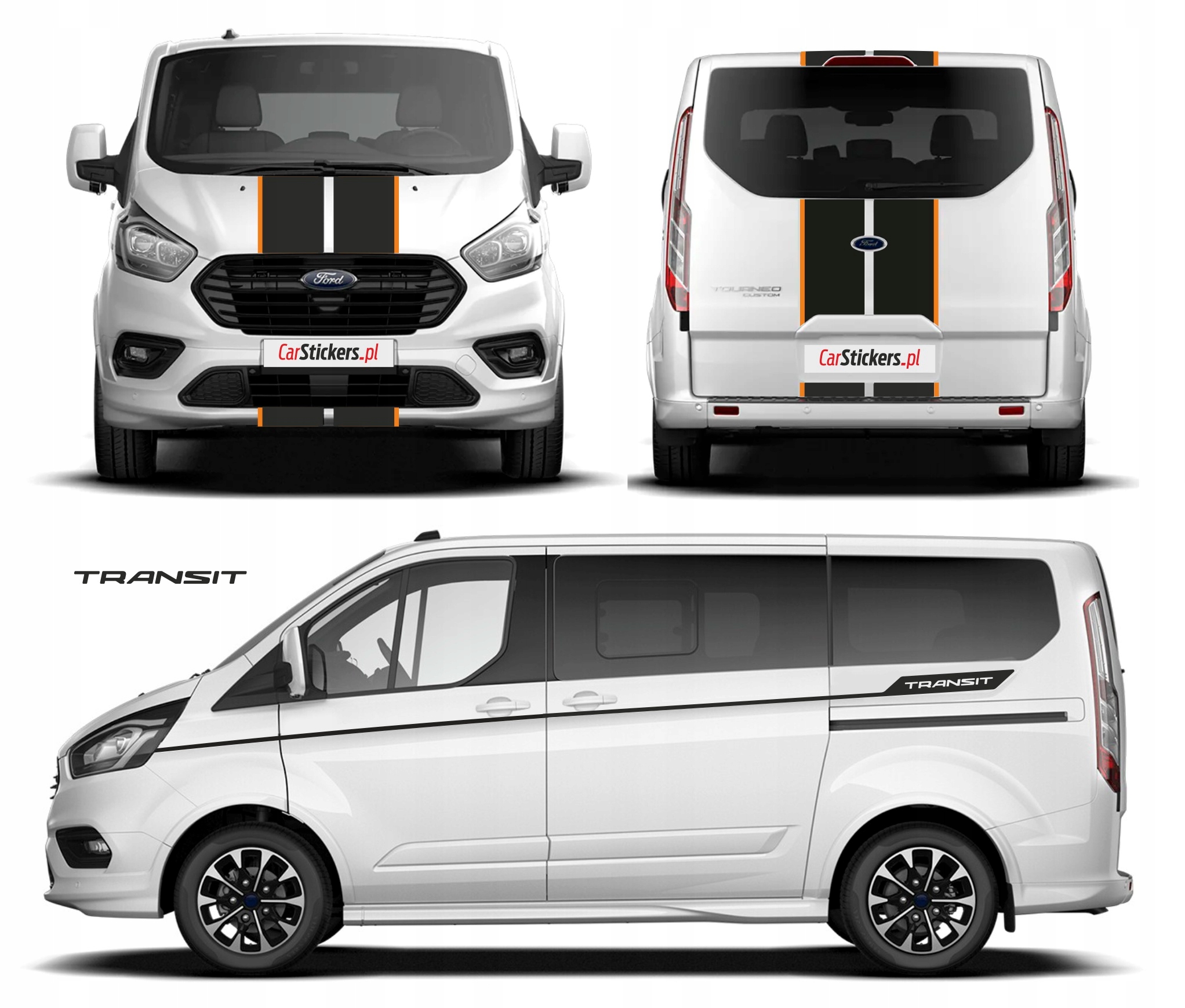 Samolepky do stran kapotu klapku Ford Transit Custom 02