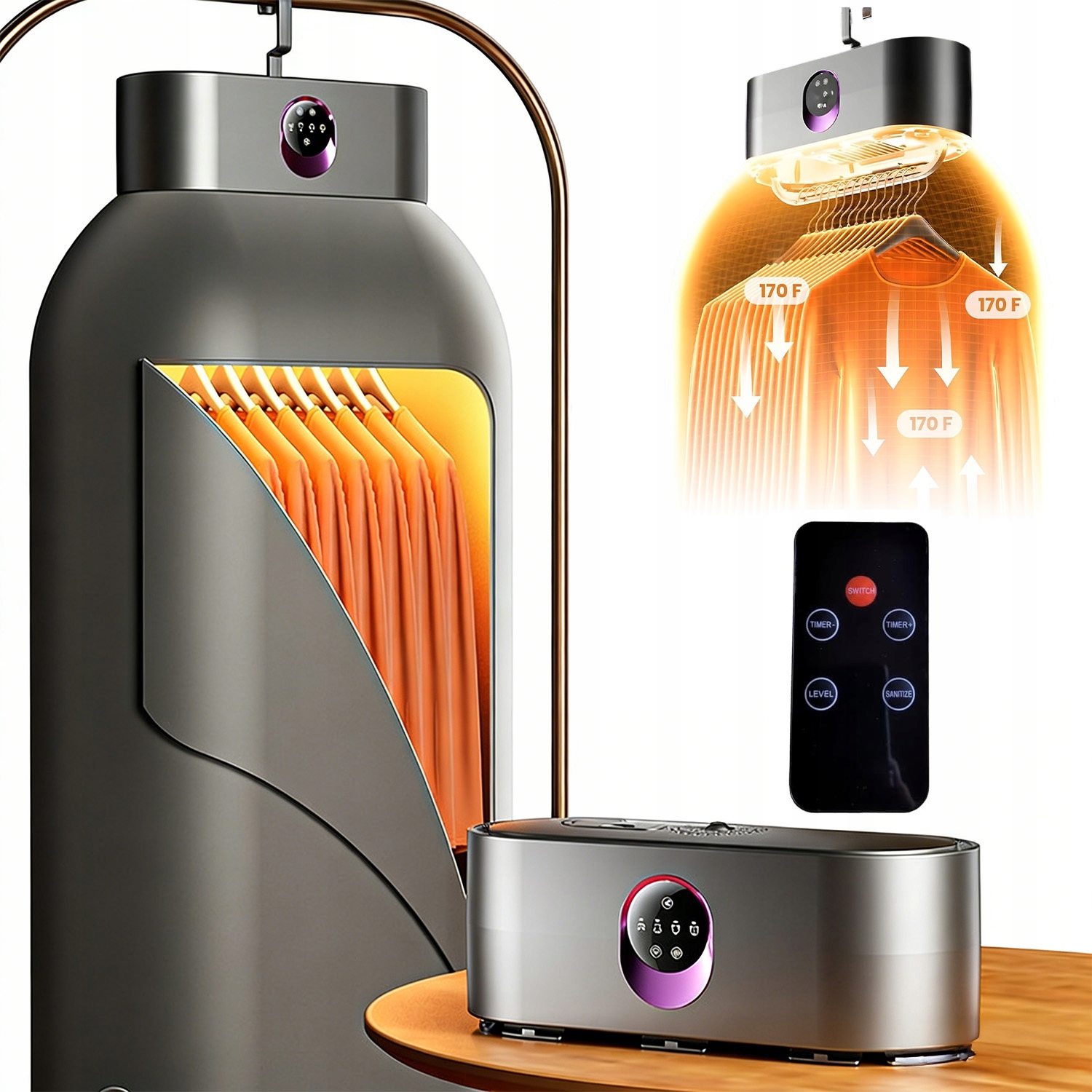 Levně Sušák Na Prádlo Přenosná 600 W Se 4 Časovými Nastaveními