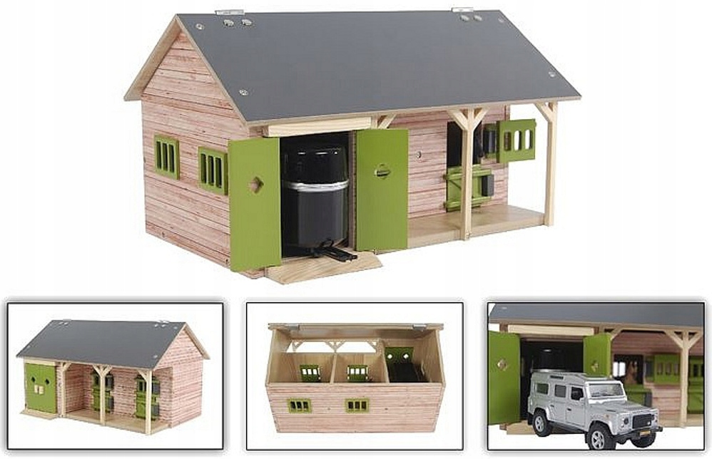 

Stajnia Drewniana 1:32 Dla Koni 2 Boksy Garaż Z