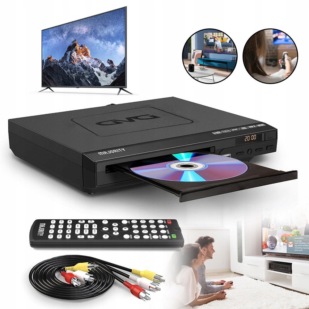 Odtwarzacz DVD Do Domu, Z Pilotem Zdalnego Sterowania I Kablami Av, Usb 3.0