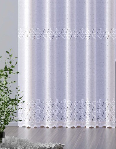 Mg Záclona žakárový pruhovaný vzor 638084M Bílá Šitá S Páskou 250x250cm M