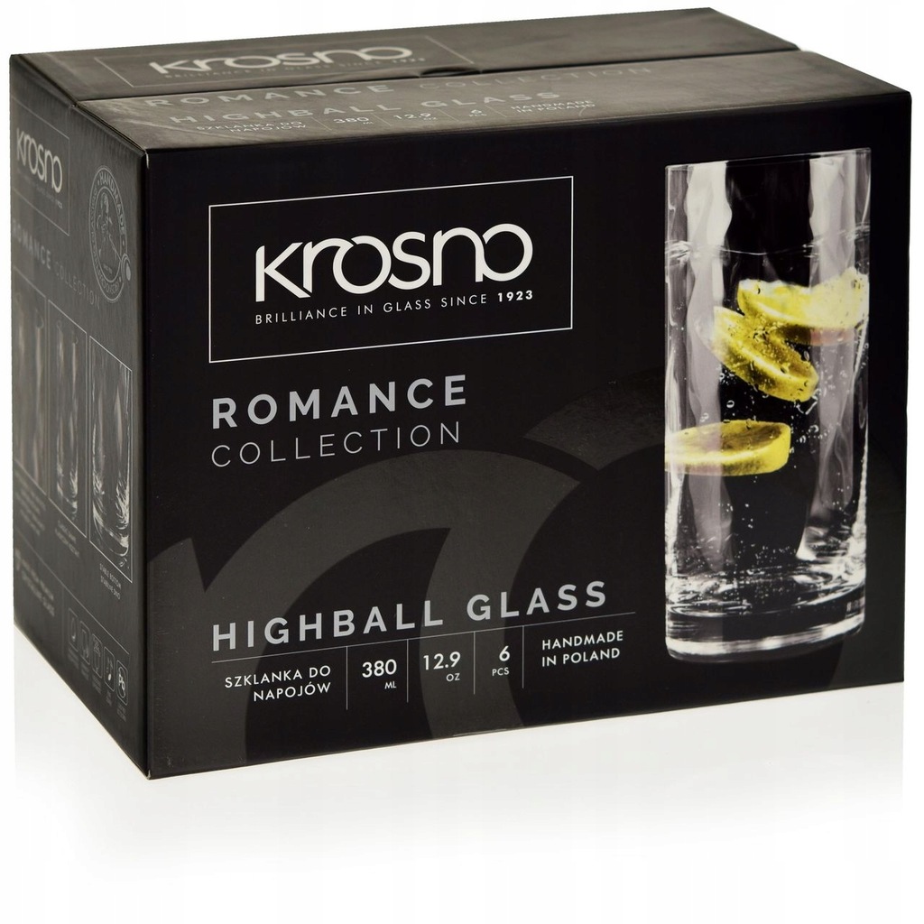 Poháre na nápoje Romance Krosno Handmade 380 ml