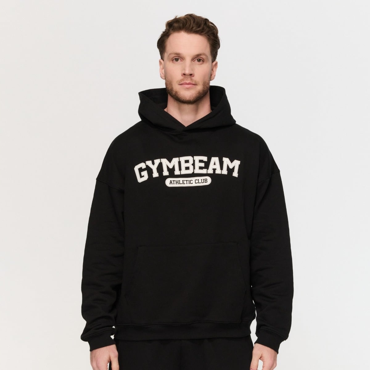 Bluza Z Kapturem Varsity Oversize Bawełniana Komfort Czarna L GymBeam