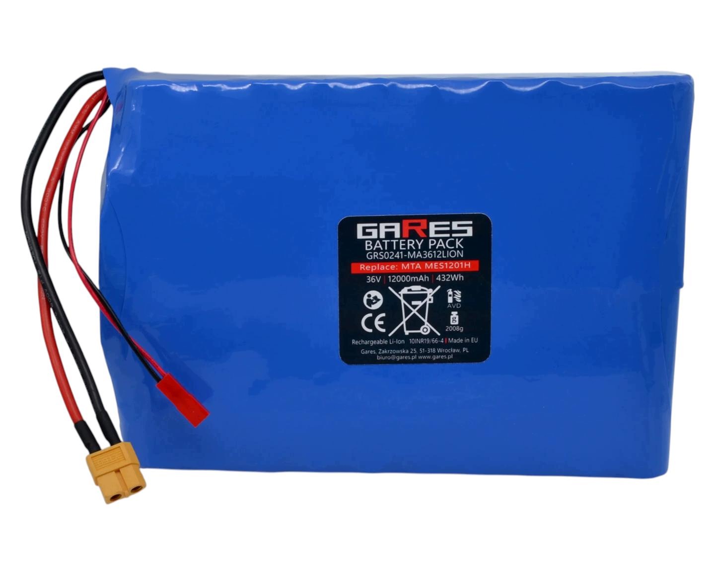 Akumulátor Gares pro koloběžku Manta MES1201H, konektory XT60, SYR-2P 36V 14Ah