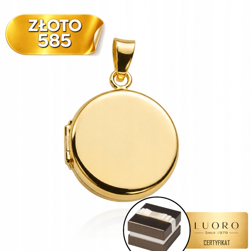 Zlatý Přívěsek 585 14K Krabička Kolečko Hladké 2,8 CM Elegantní Dárek