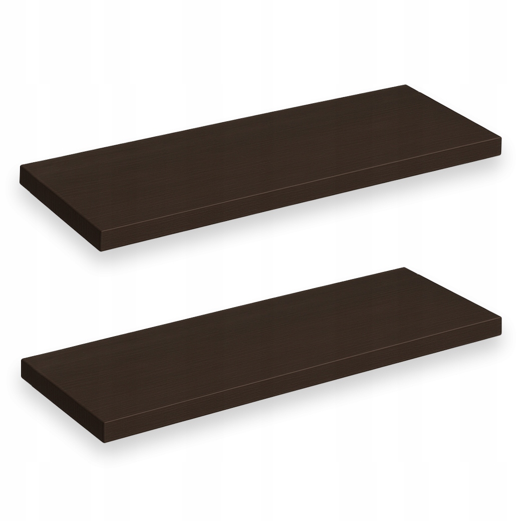 Zestaw 2 szt. półki ścienne Dąb Wenge – nowoczesne półki 80x20 cm do salonu