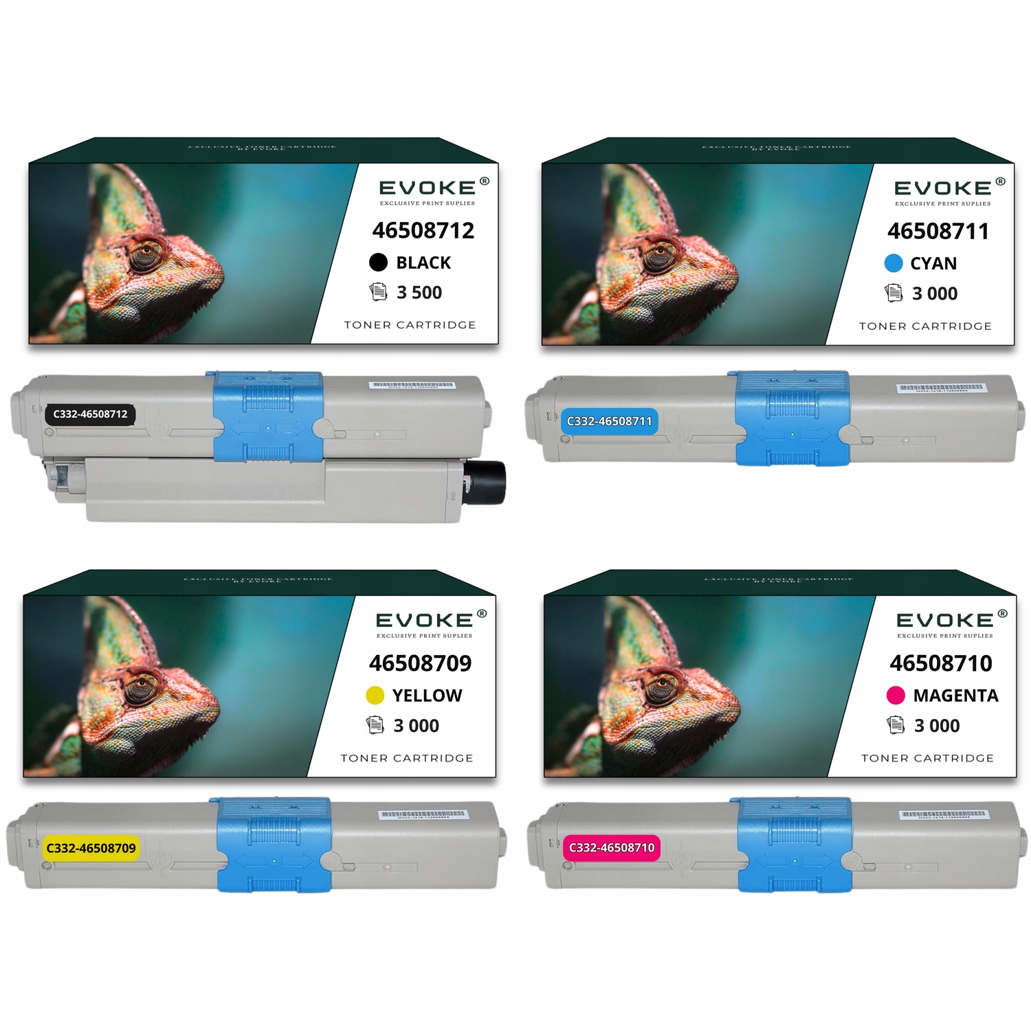 4x toner do tiskárny Oki C332 C332DN 332DNw MC332dn 363DN Sada Cmyk