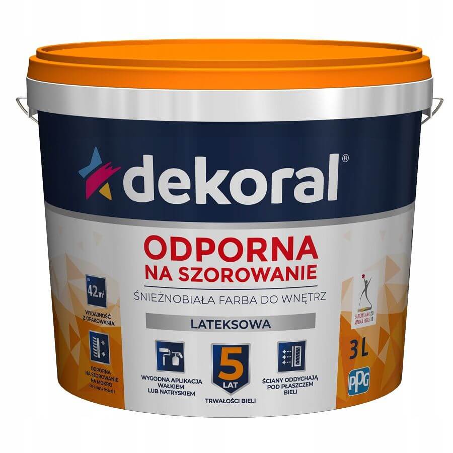 

Farba Lateksowa Odporna na Szorowanie Biała 3l De