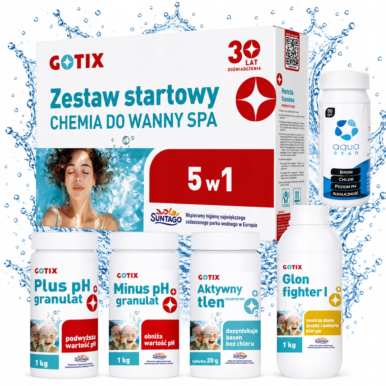 Gotix Zestaw Startowy Starter Chemia Basenowa Chlor Do Basenu Ph Tester
