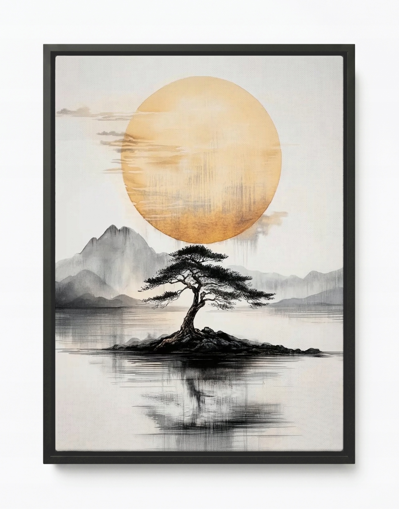 Obraz Rám Americký Box Japonsko Dřevo Zen Slunce Hory Ostrov Orient 75x100