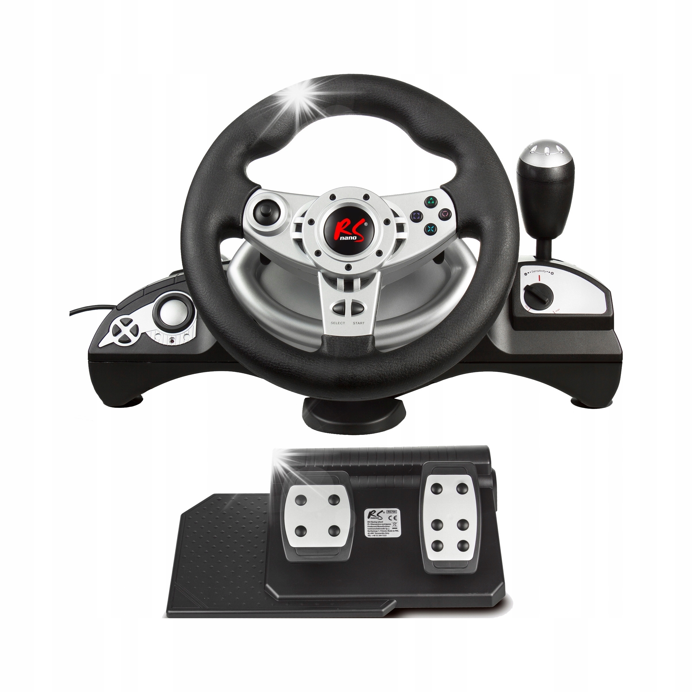 KIEROWNICA do Gier PC PS4 PS3 XBOX ONE ANDROID BIEGI PEDAŁY NanoRS RS700