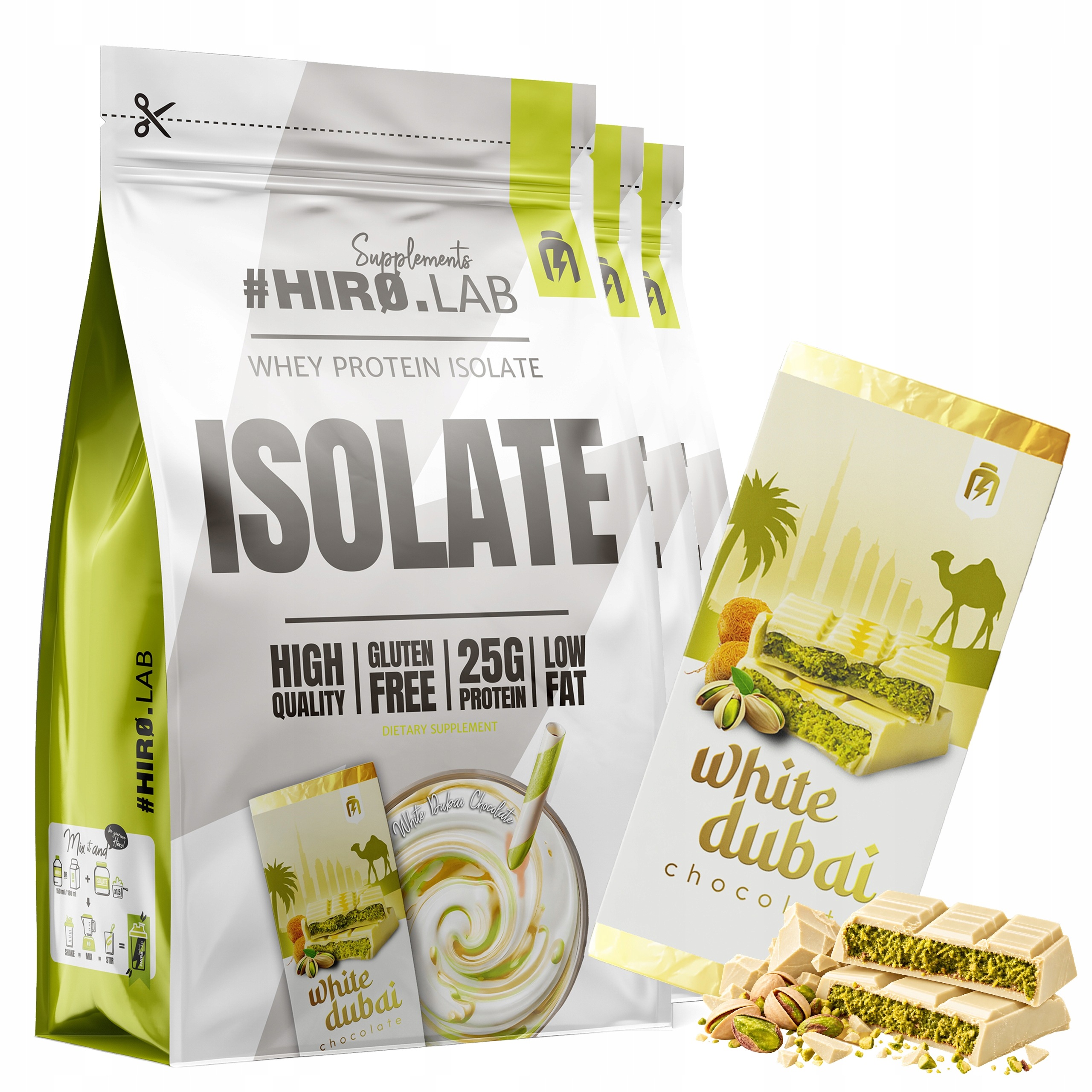 3x Proteinový izolát syrovátky Wpi Whey Protein 700g Bílá Čokoláda Hiro.Lab