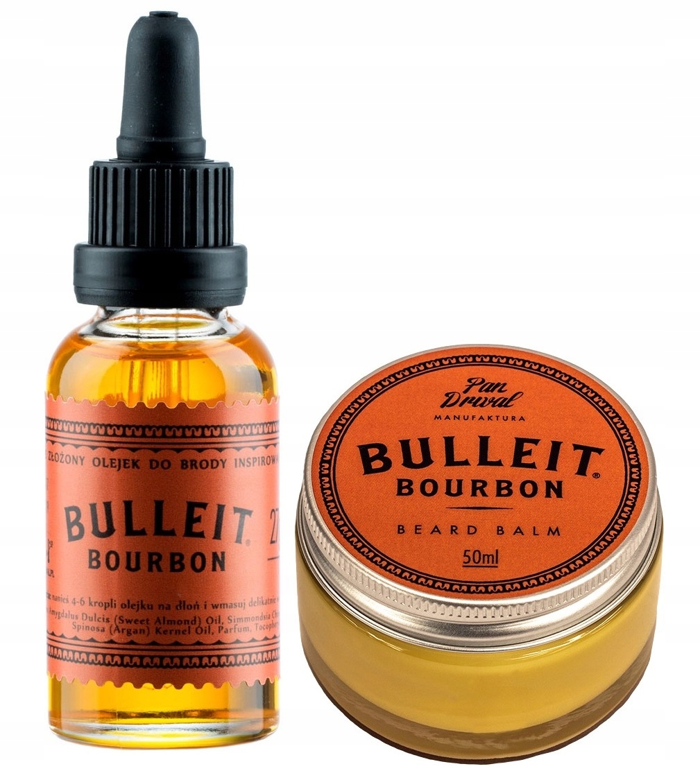 Sada Olej na vousy Pan Drwal Bulleit Bourbon 30 ml balzám na vousy 50 ml