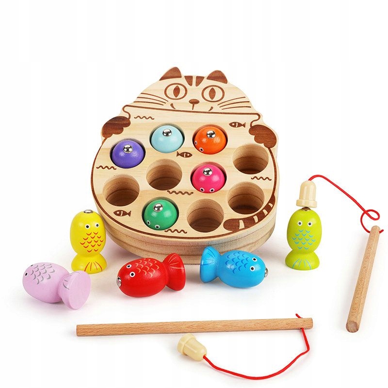 

Drewniana Zabawka Rybki Łowienie Rybek Montessori