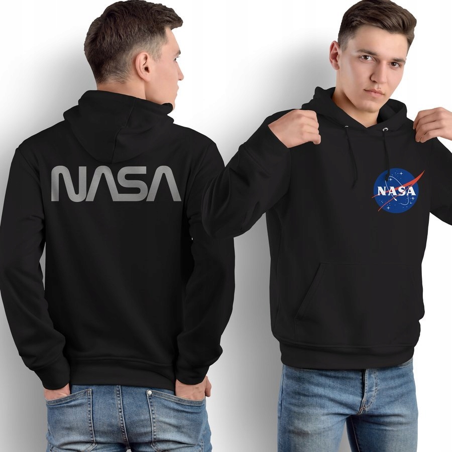

Bluza męska Nasa kangurka Z Odblaskiem, czarna XL