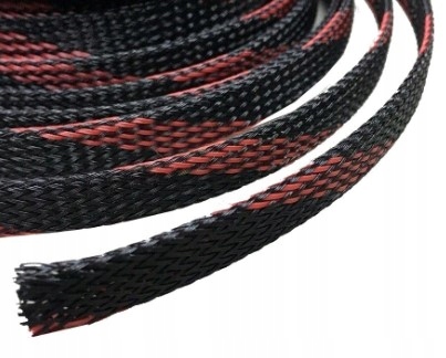 Oplot poliestrowy 10mm/20mm czarno-czerwony -1m