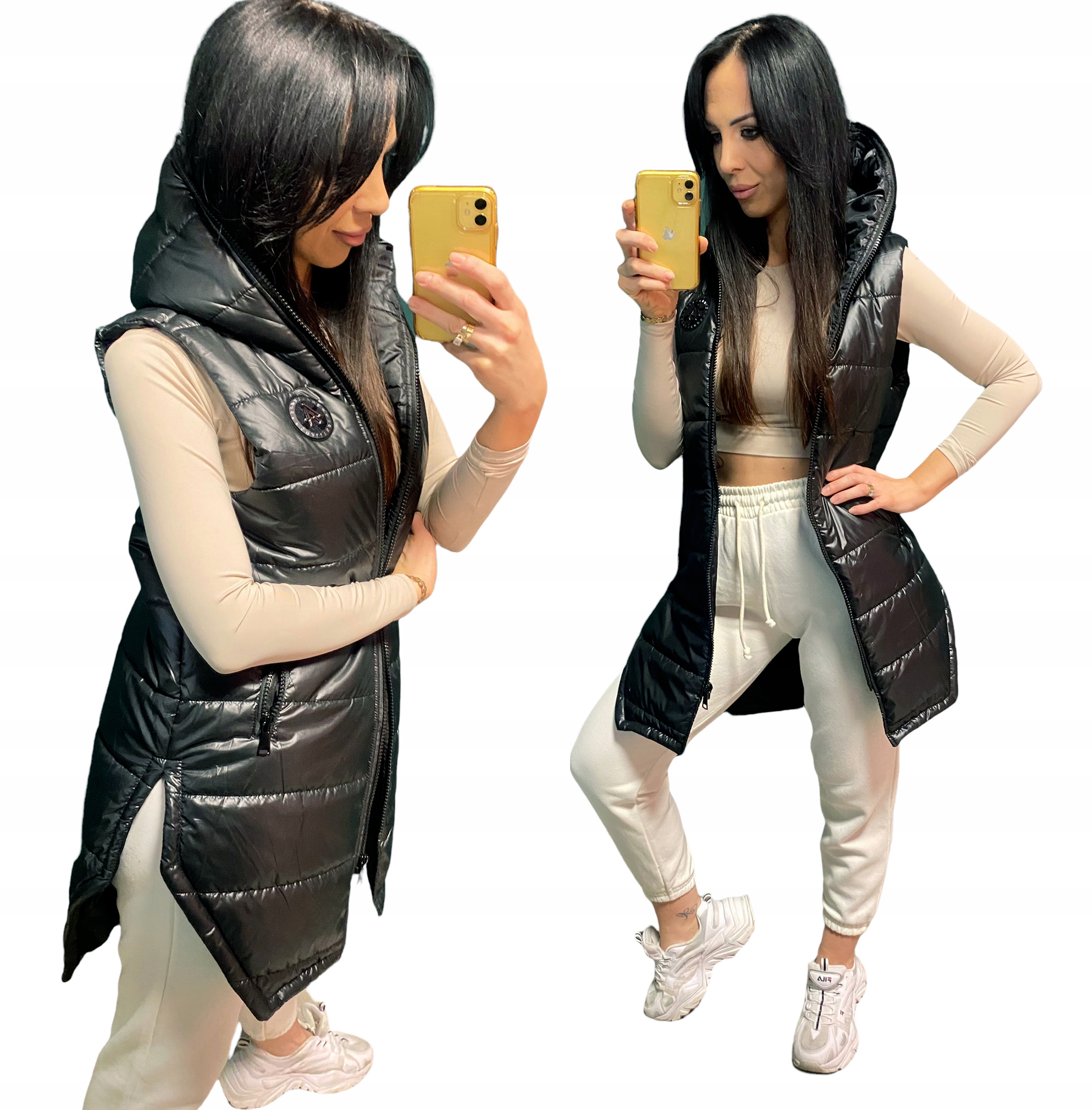 KAMIZELKA DAMSKA BEZRĘKAWNIK DŁUGA PIKOWANA L Marka inna