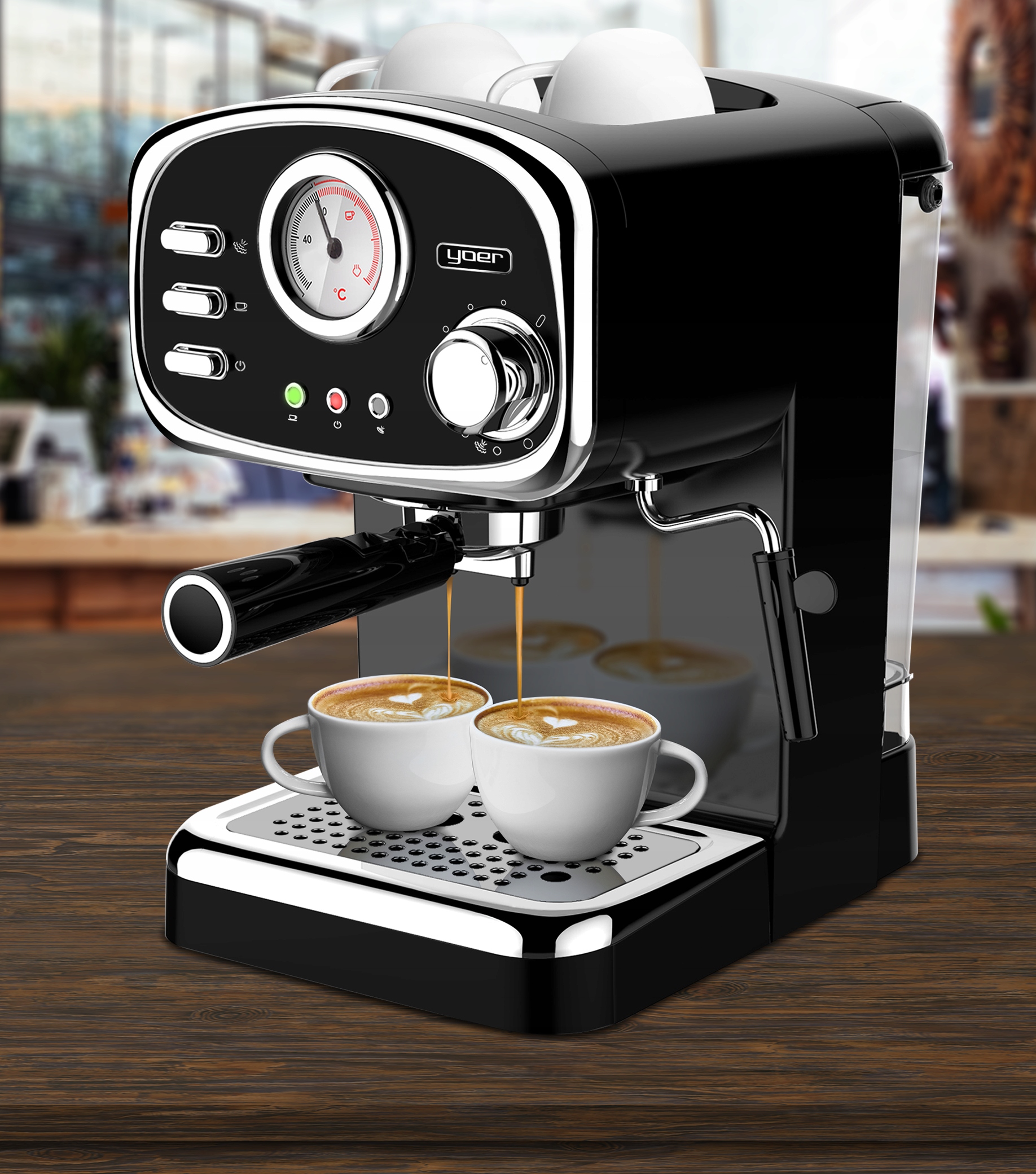 Ciśnieniowy Ekspres do kawy Yoer 1100W 20bar 10kaw Rodzaj ekspresu kolbowy